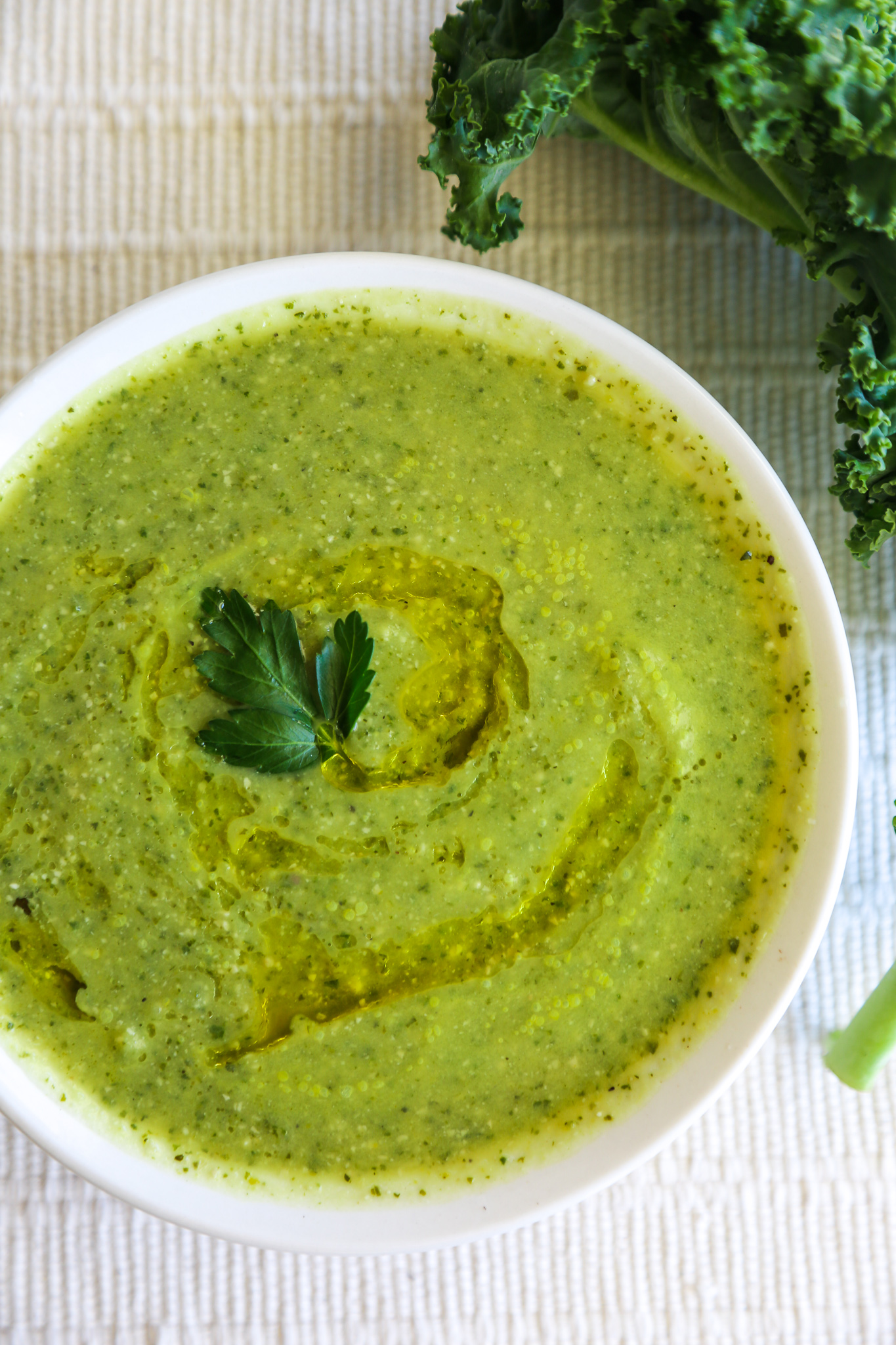 Creamy Zucchini, Kale & Watercress Soup